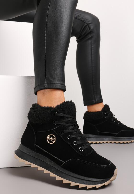 Czarne Sneakersy Mocno Ocieplone Sztucznym Futerkiem Rosanas 2