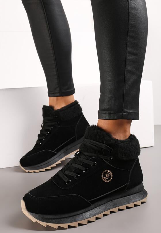 Czarne Sneakersy Mocno Ocieplone Sztucznym Futerkiem Rosanas 1