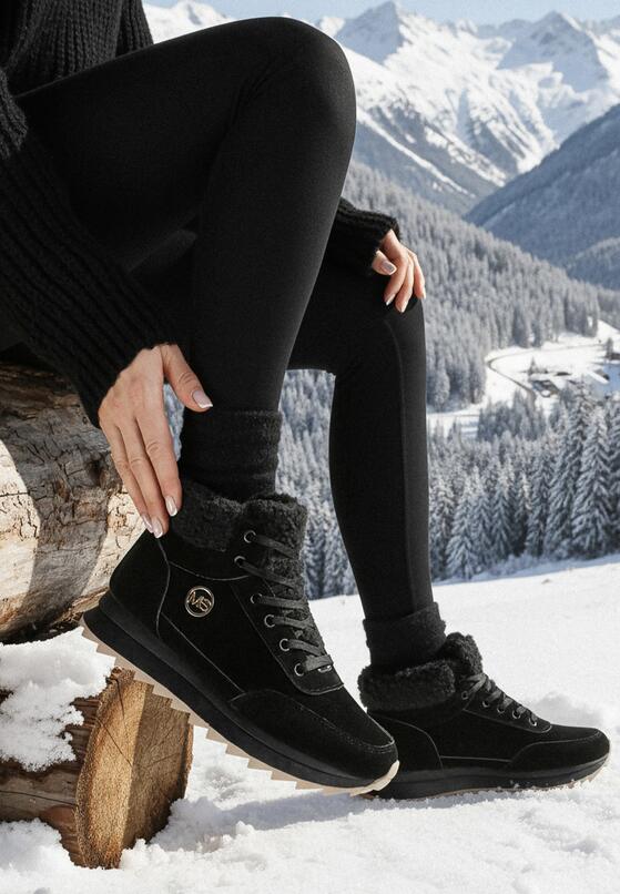 Czarne Sneakersy Mocno Ocieplone Sztucznym Futerkiem Rosanas 1