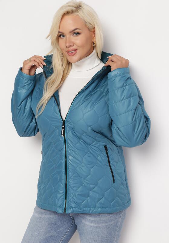 Jasnoniebieska Kurtka Pikowana z Odpinanym Kapturem i Kieszeniami Amores 4