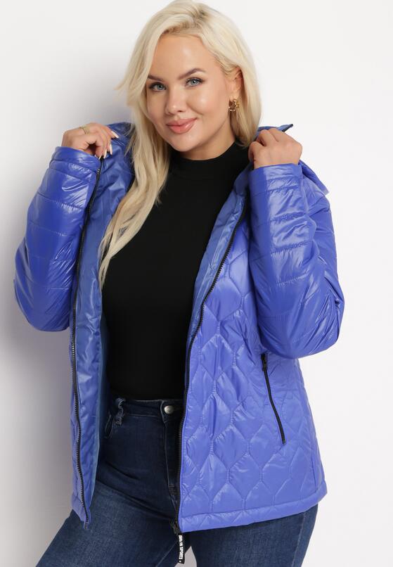 Niebieska Kurtka Pikowana z Odpinanym Kapturem i Kieszeniami Amores 2