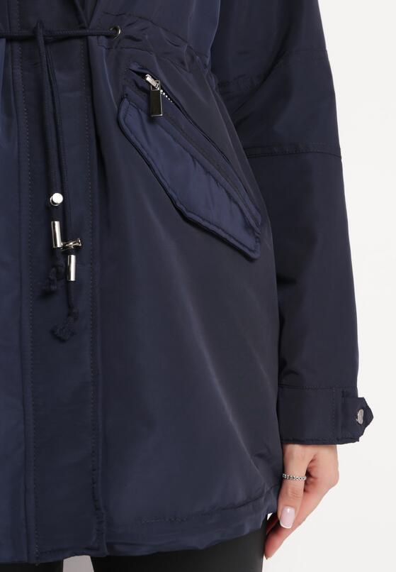 Granatowa Kurtka Parka ze Ściągaczem Opied 5