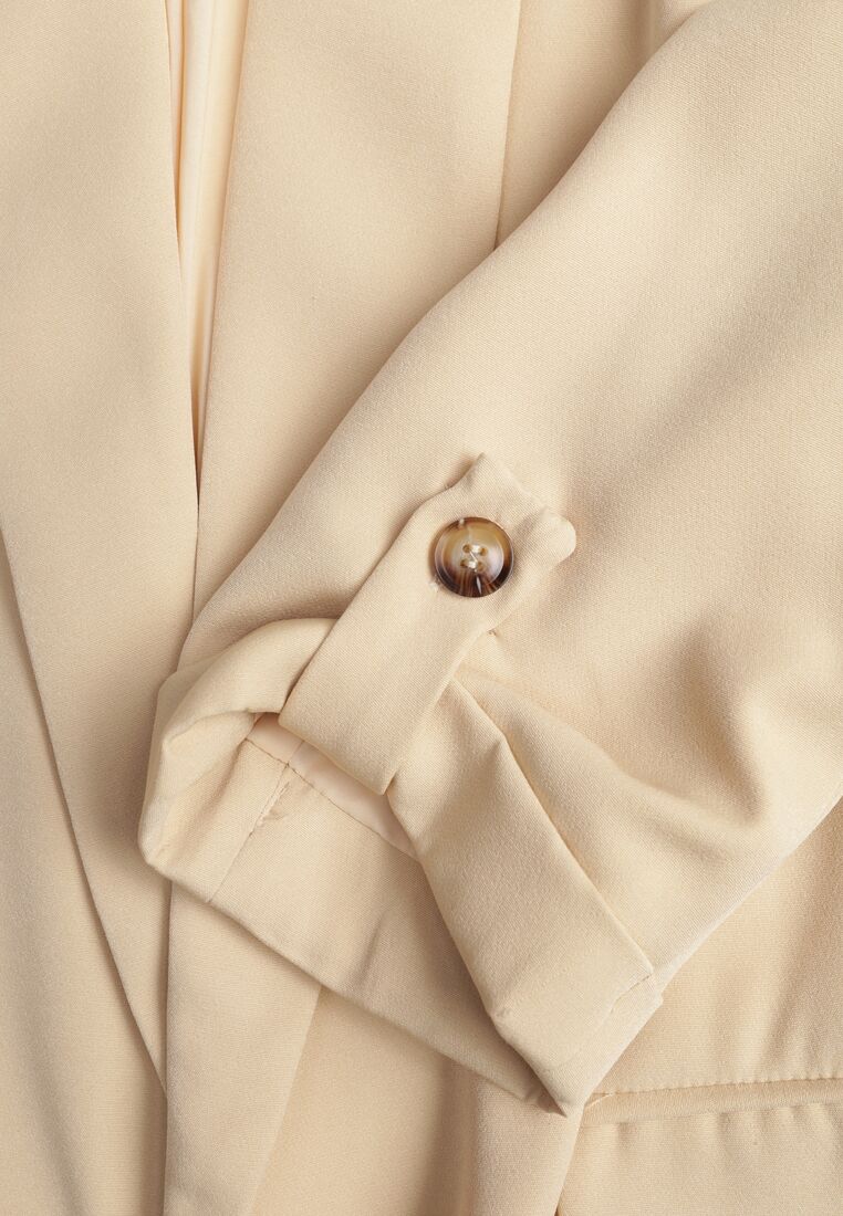 Beżowa Marynarka Niezapinana z Kieszeniami i Rękawami 3/4 Fllavia 8