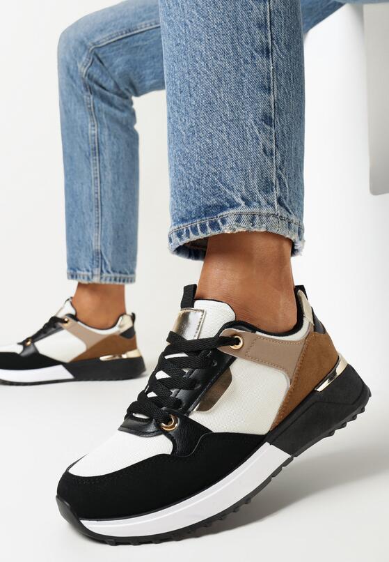 Czarne Sneakersy Sznurowane z Metalicznymi Wstawkami Raffaele 1