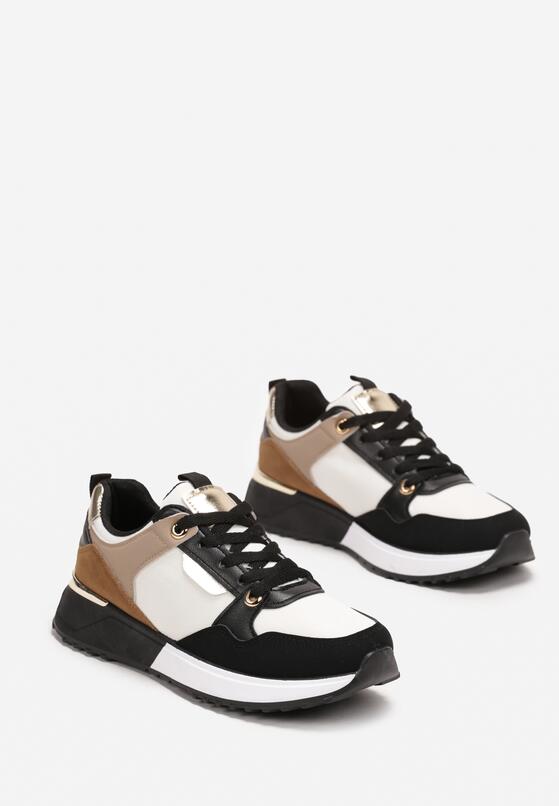 Czarne Sneakersy Sznurowane z Metalicznymi Wstawkami Raffaele 4