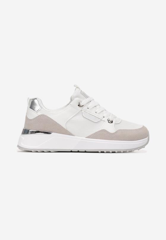 Białe Sneakersy Sznurowane z Metalicznymi Wstawkami Raffaele 3