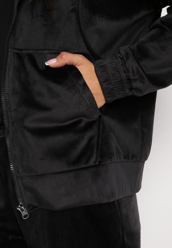 Czarny 2-częściowy Komplet Dresowy z Welurowej Dzianiny z Bluzą i Spodniami Lagossa 5