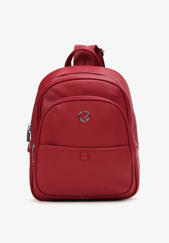 Czerwony Plecak Miejski z Delikatną Metaliczną Naszywką Aidedla 1