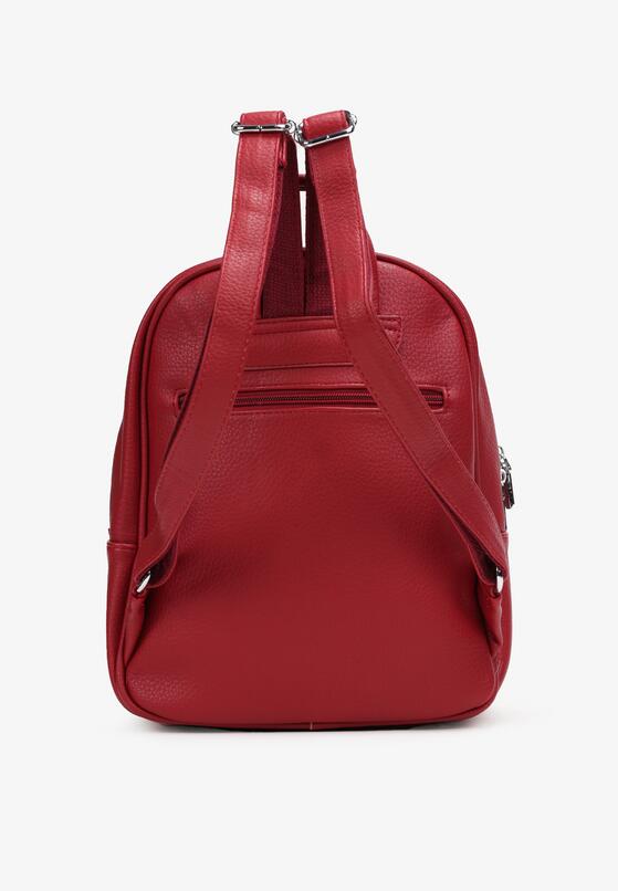 Czerwony Plecak Miejski z Delikatną Metaliczną Naszywką Aidedla 2