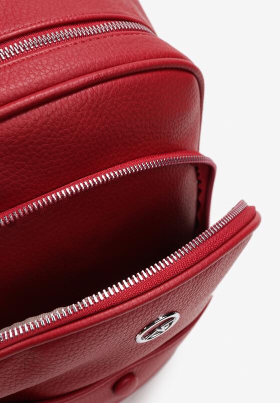 Czerwony Plecak Miejski z Delikatną Metaliczną Naszywką Aidedla 3