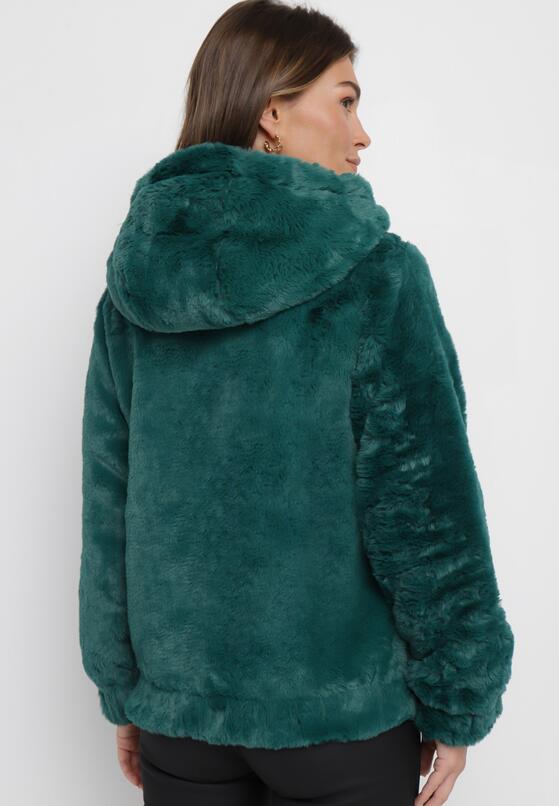 Ciemnozielona Kurtka Futerko Teddy Oversize Denon 3