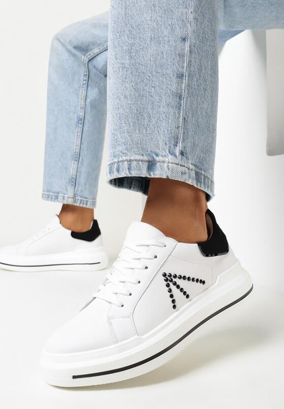 Biało-Czarne Sneakersy na Grubej Podeszwie w Cyrkonie Rizafine 1