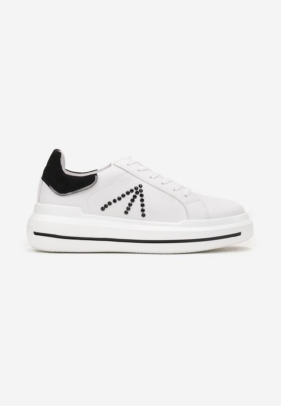 Biało-Czarne Sneakersy na Grubej Podeszwie w Cyrkonie Rizafine 3