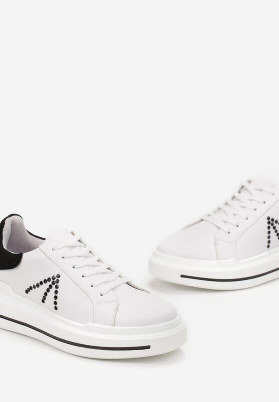 Biało-Czarne Sneakersy na Grubej Podeszwie w Cyrkonie Rizafine 5