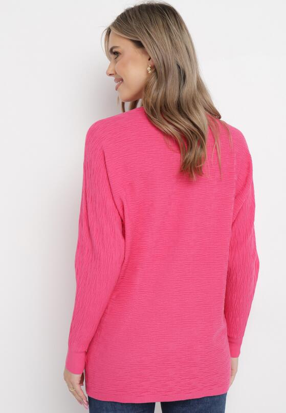 Fuksjowy Sweter z Wełną i Kaszmirem z Rękawami Typu Nietoperz Eines 3