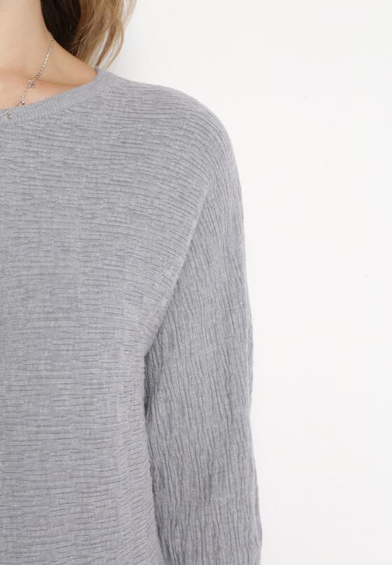 Szary Sweter z Wełną i Kaszmirem z Rękawami Typu Nietoperz Eines 5