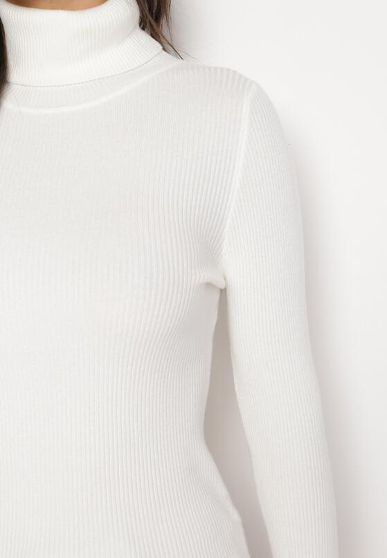 Biały Golf ze Sweterkowej Dzianiny o Dopasowanym Fasonie Vicola 5