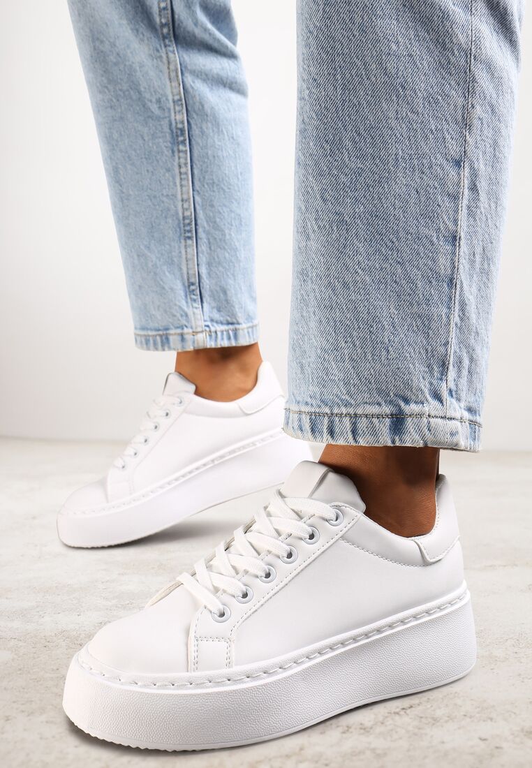 Białe Sneakersy na Platformie Berdolina 1