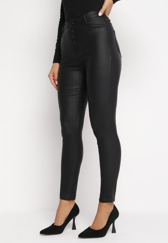 Czarne Modelujące Spodnie Skinny z Imitacji Skóry Natividade 1