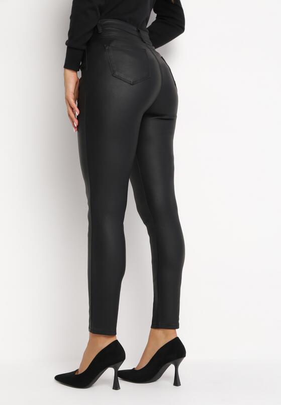 Czarne Modelujące Spodnie Skinny z Imitacji Skóry Natividade 3
