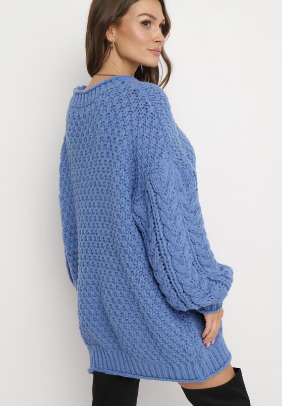 Niebieski Sweter Oversize z Szerokim Splotem Voronin 3