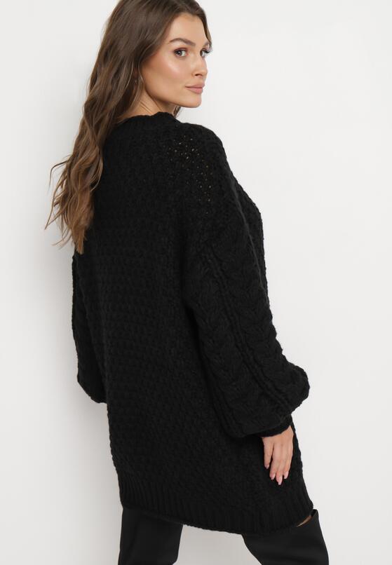 Czarny Sweter Oversize z Szerokim Splotem Voronin 3