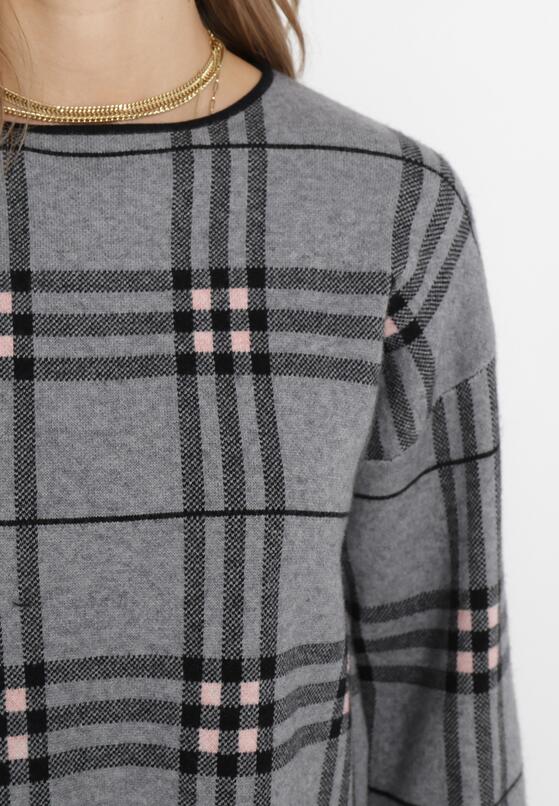 Ciemnoszary Sweter w Kratkę Burberry z Szerokimi Rękawami Gremese 5