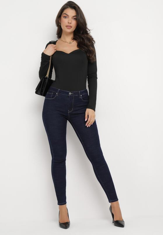 Granatowe Jeansy Skinny z Efektem Push Up Comino 2