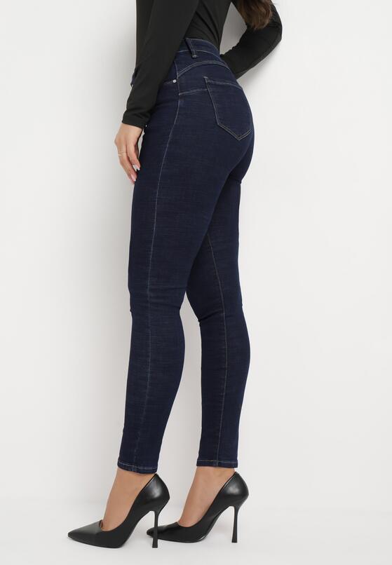 Granatowe Jeansy Skinny z Efektem Push Up Comino 3