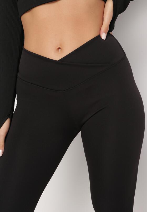 Czarne Legginsy z Kopertową Gumką w Pasie Fadese 5