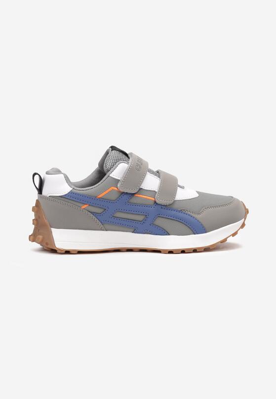 Szaro-Niebieskie Buty Sportowe z Przeszyciami Zapinane na Rzepy Melid 1