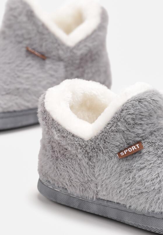 Szare Kapcie za Kostkę z Miękkiego Futerka Edelmines 5