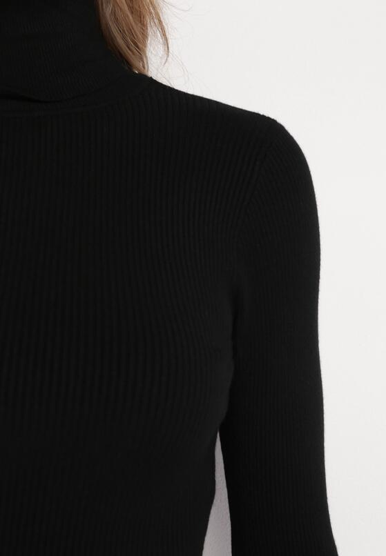 Czarna Dzianinowa Sukienka Mini z Golfem Sidonne 5