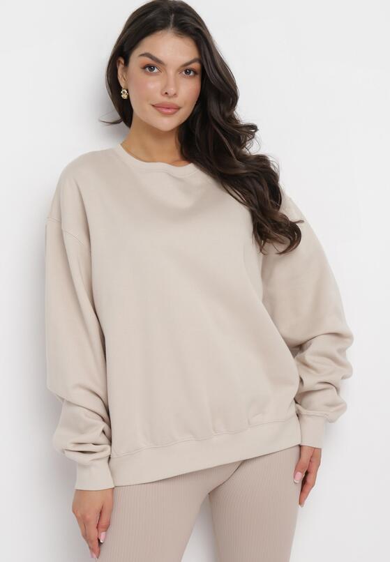 Beżowa Ocieplana Bluza Oversize Lhea 1
