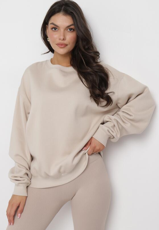 Beżowa Ocieplana Bluza Oversize Lhea 2