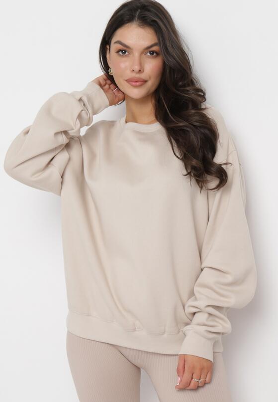Beżowa Ocieplana Bluza Oversize Lhea 4