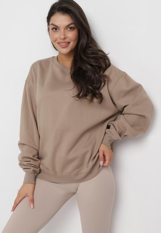 Ciemnobeżowa Ocieplana Bluza Oversize Lhea 1