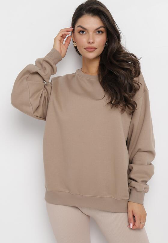 Ciemnobeżowa Ocieplana Bluza Oversize Lhea 2