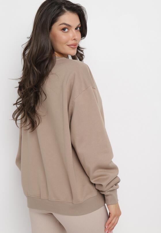 Ciemnobeżowa Ocieplana Bluza Oversize Lhea 3