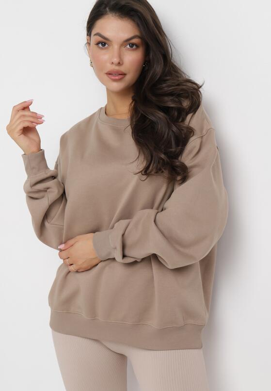 Ciemnobeżowa Ocieplana Bluza Oversize Lhea 4