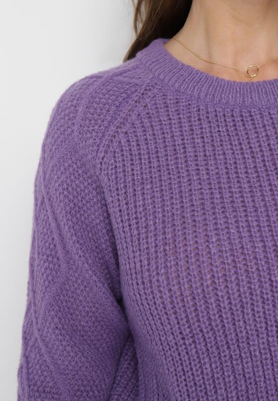 Ciemnofioletowy Sweter w Ozdobny Splot Suzann 5