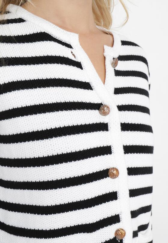 Biały Rozpinany Kardigan w Paski Abamestra 5