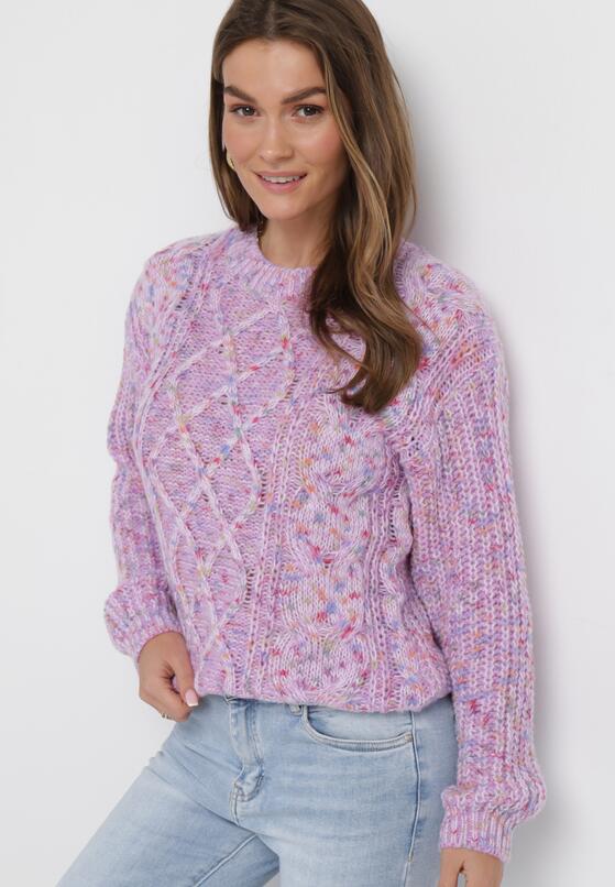 Fioletowy Sweter z Ozdobną Kolorową Nicią Gabriani 1