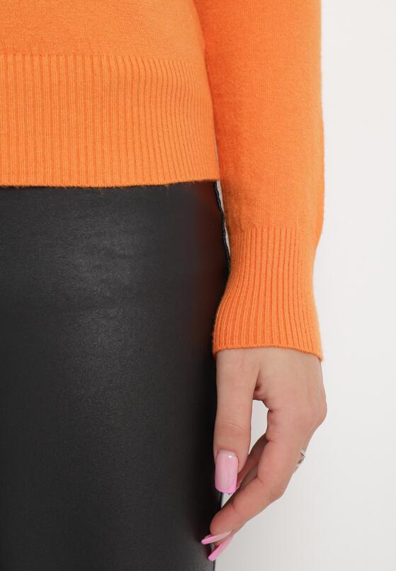 Pomarańczowy Sweter z Trójkątnym Dekoltem i Długim Rękawem Muttara 5