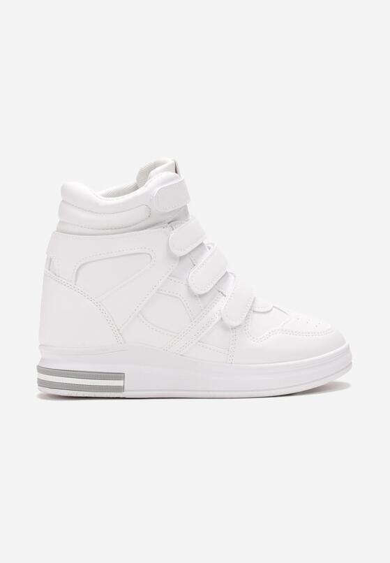 Białe Sneakersy na Ukrytym Koturnie z Zapięciem na Rzepy Amria 3