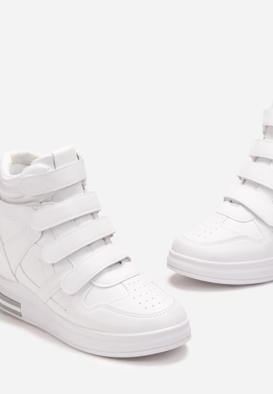 Białe Sneakersy na Ukrytym Koturnie z Zapięciem na Rzepy Amria 5