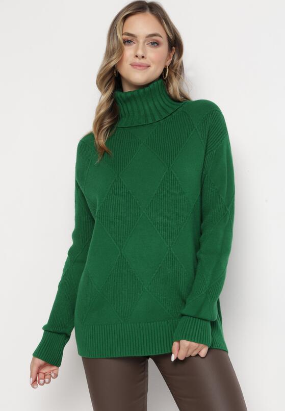 Zielony Klasyczny Golf z Długimi Rękawami i Ściągaczami Giabina 2