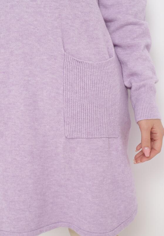 Fioletowa Tunika Sweter z Rozcięciami i Przedłużonym Tyłem Hopinea 5