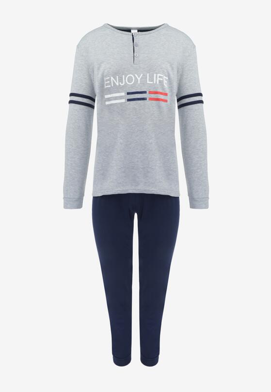 Szara Piżama Spodnie i Longsleeve z Nadrukiem Cervinera 5