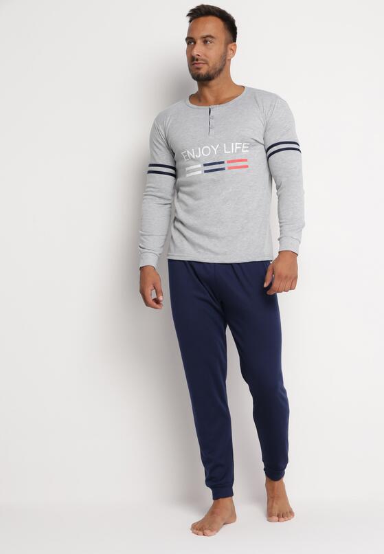Szara Piżama Spodnie i Longsleeve z Nadrukiem Cervinera 1